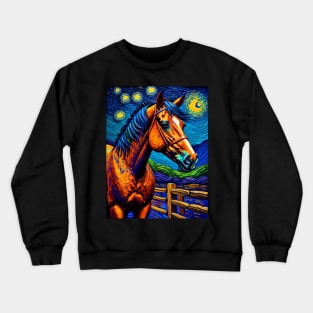 Horse in starry night Crewneck Sweatshirt